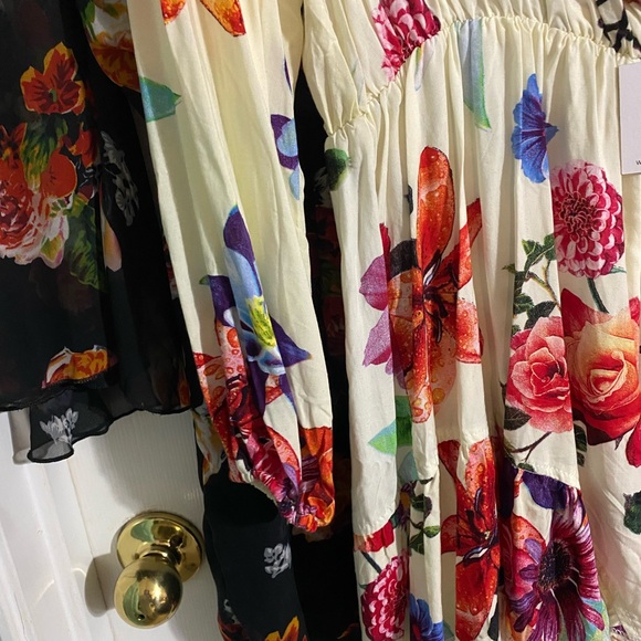 Choies Floral Long Sleeve Dress - Black and Cream - Picture 7 of 13